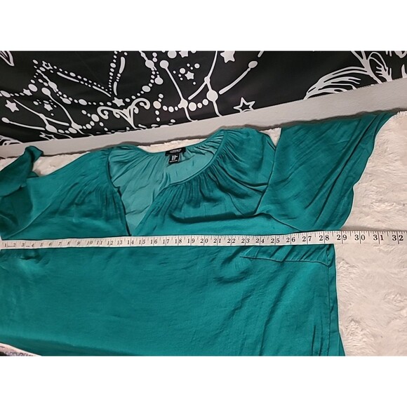 Jones Co Jones New York Top Womens 3X Green Plus Lightweight Festive Peasant - Picture 6 of 12